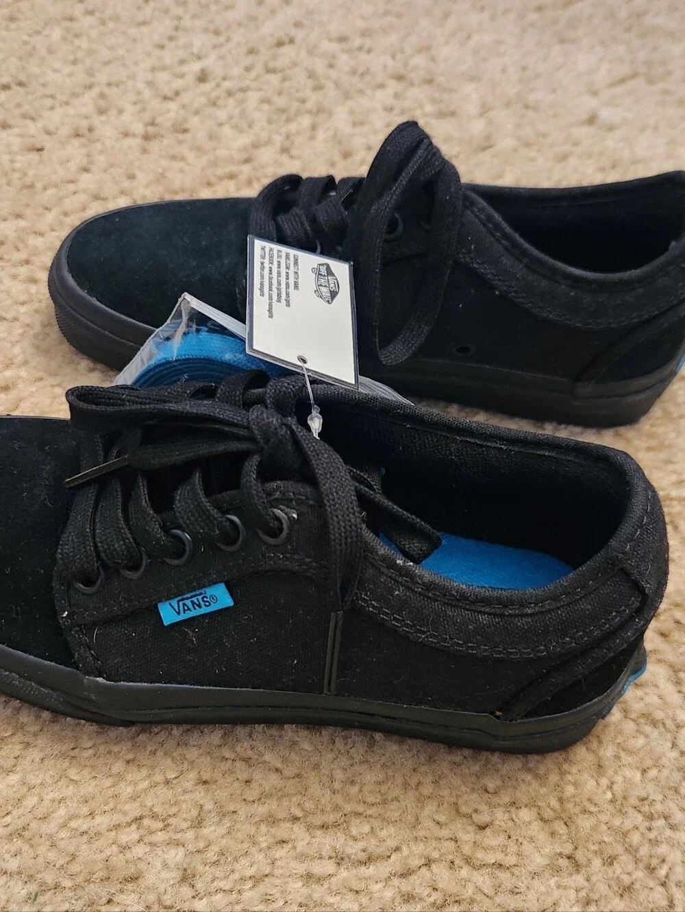 Vans Black‎ Blue NWT Canvas Shoe Sneaker Womens Size 5.5 Youth Size 4